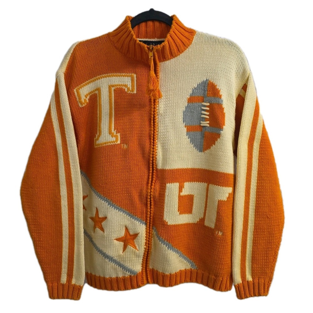 Classic Tennessee Vols Birch Bros Mens Orange White Full Zip Sweater Size Small